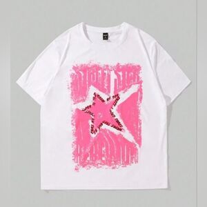 Prep Men's Short-Sleeve Y2k T-Shirt With Star Print, Suitable For Daily Wear In